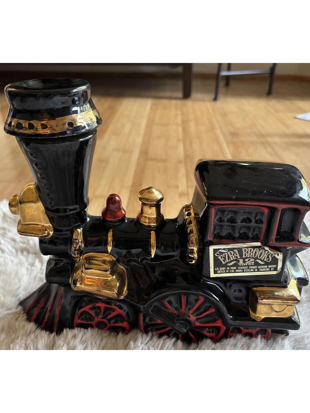 Ezra Brooks Vintage 12 Train Whiskey Decanter Railroad Locomotive Ceramic Empty